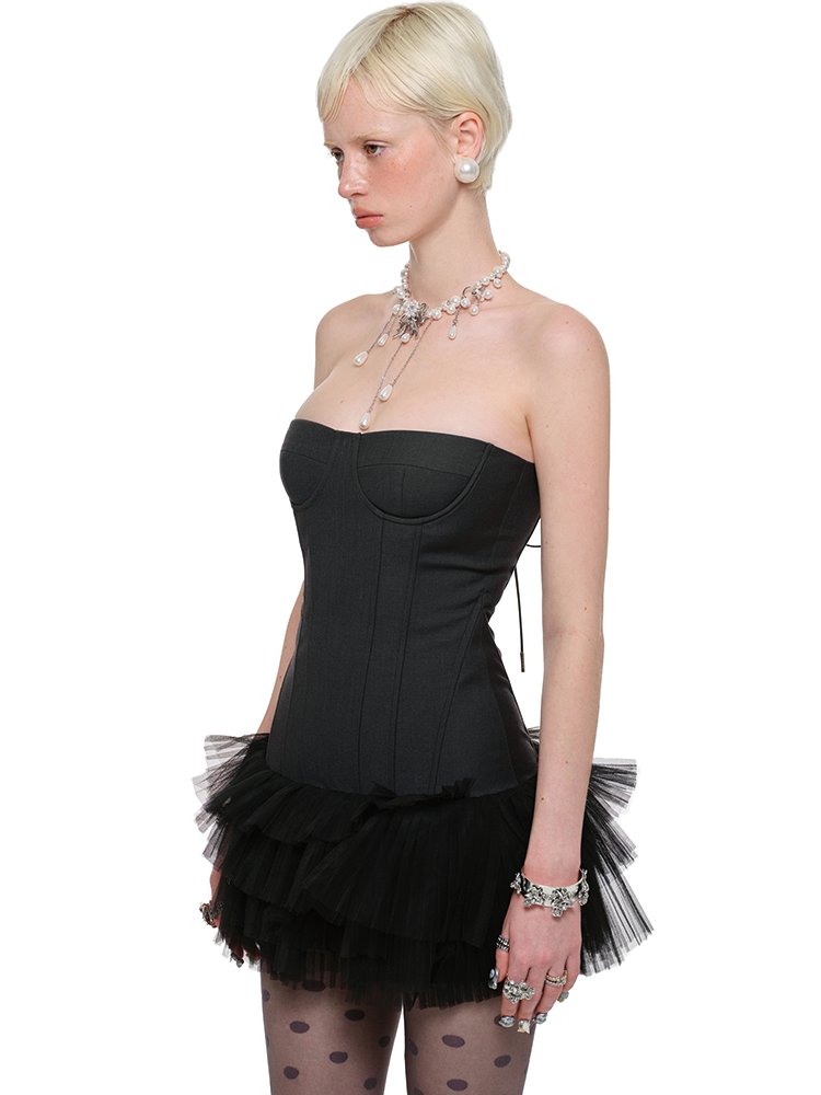 Fishbone Bandeau Tutu Skirt – Sexy High-Waisted Spring Essential