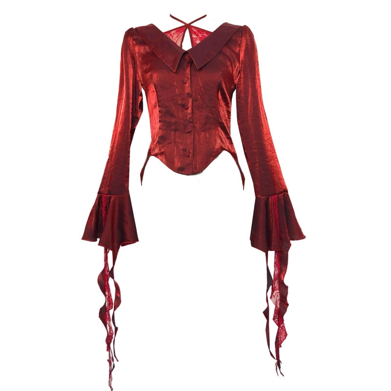 Vampire Red V-Neck Top