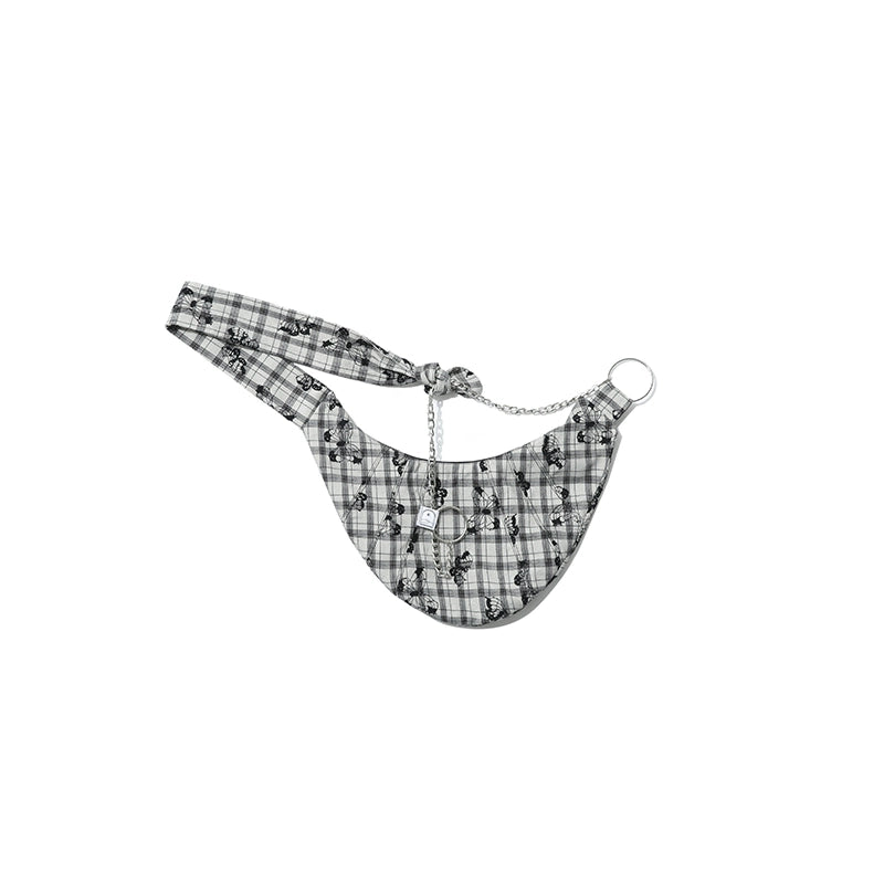 Checkered Butterfly Pattern Diagonal Waist Chain Bag