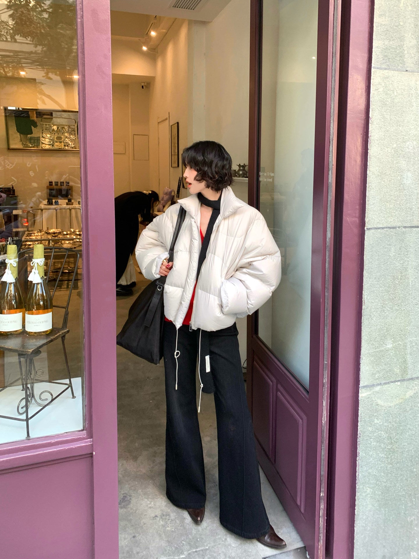 Vintage-Inspired Premium White Duck Down Puffer Jacket