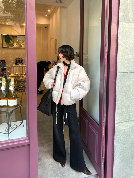 Vintage-Inspired Premium White Duck Down Puffer Jacket