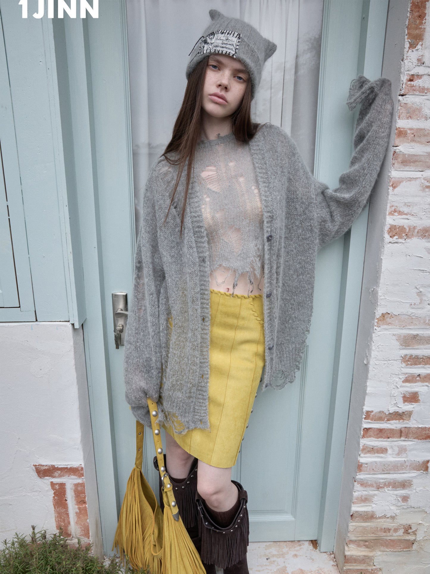 Star Cutout Mohair Cardigan