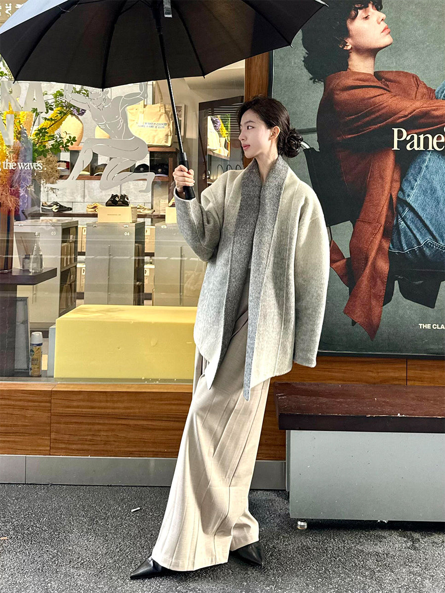 Gradient Cashmere Coat – Petite Shawl Cape with Timeless Luxury