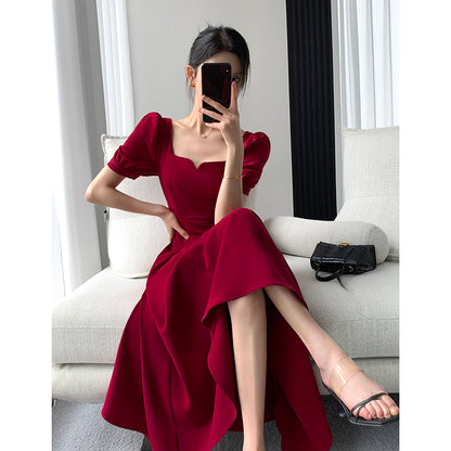 Bubble Sleeve Red Dress '23