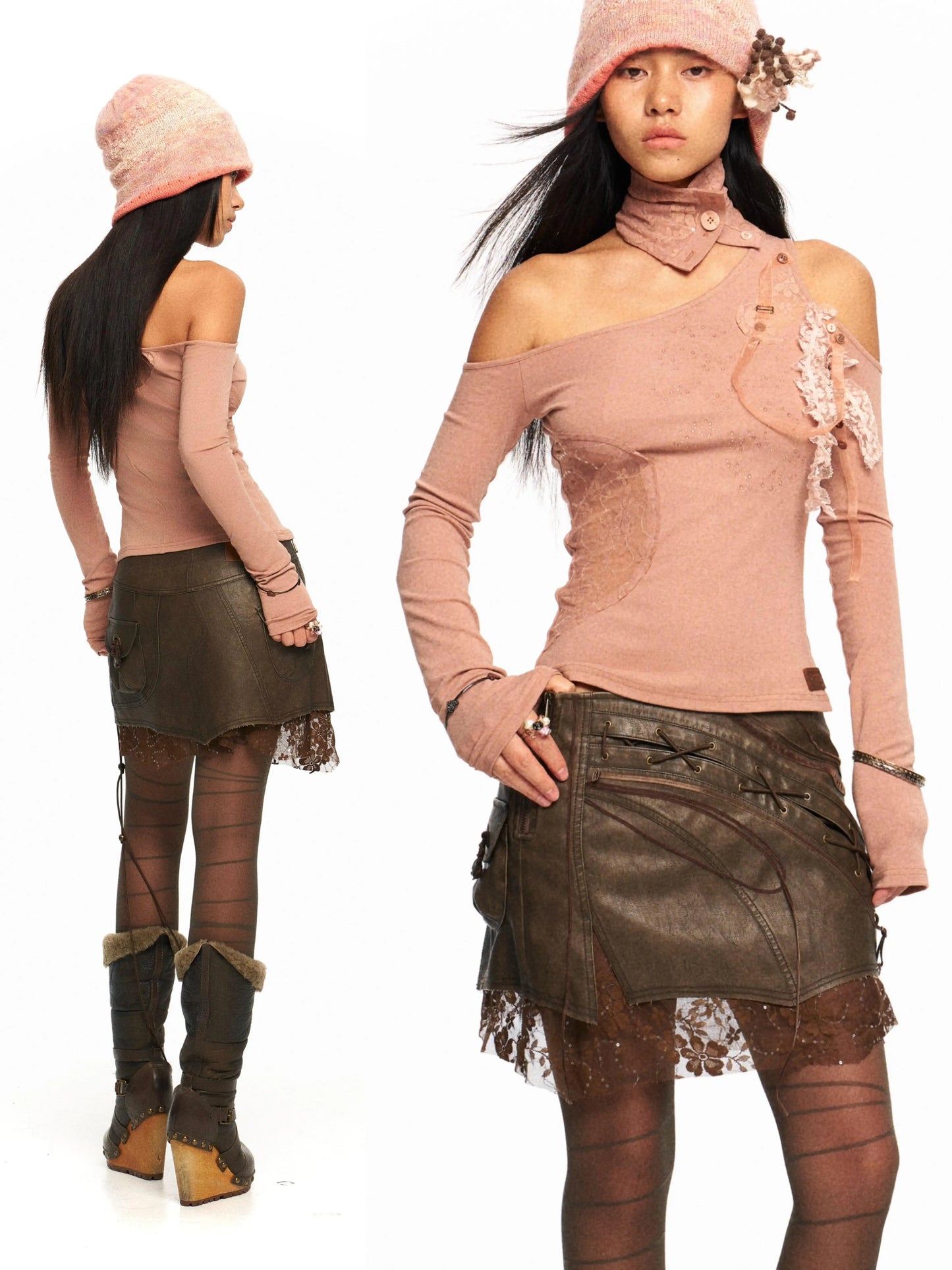 Lace Panel Stretch Top – Feminine Slim Fit