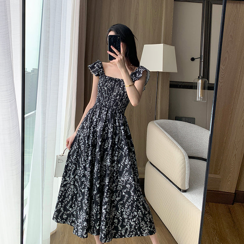 Black Floral Dress - Chic Long Skirt