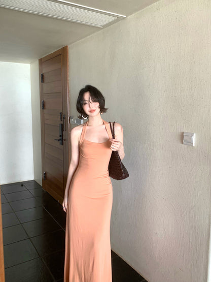 Wild Mang Halterneck Waist-Defining Maxi Dress
