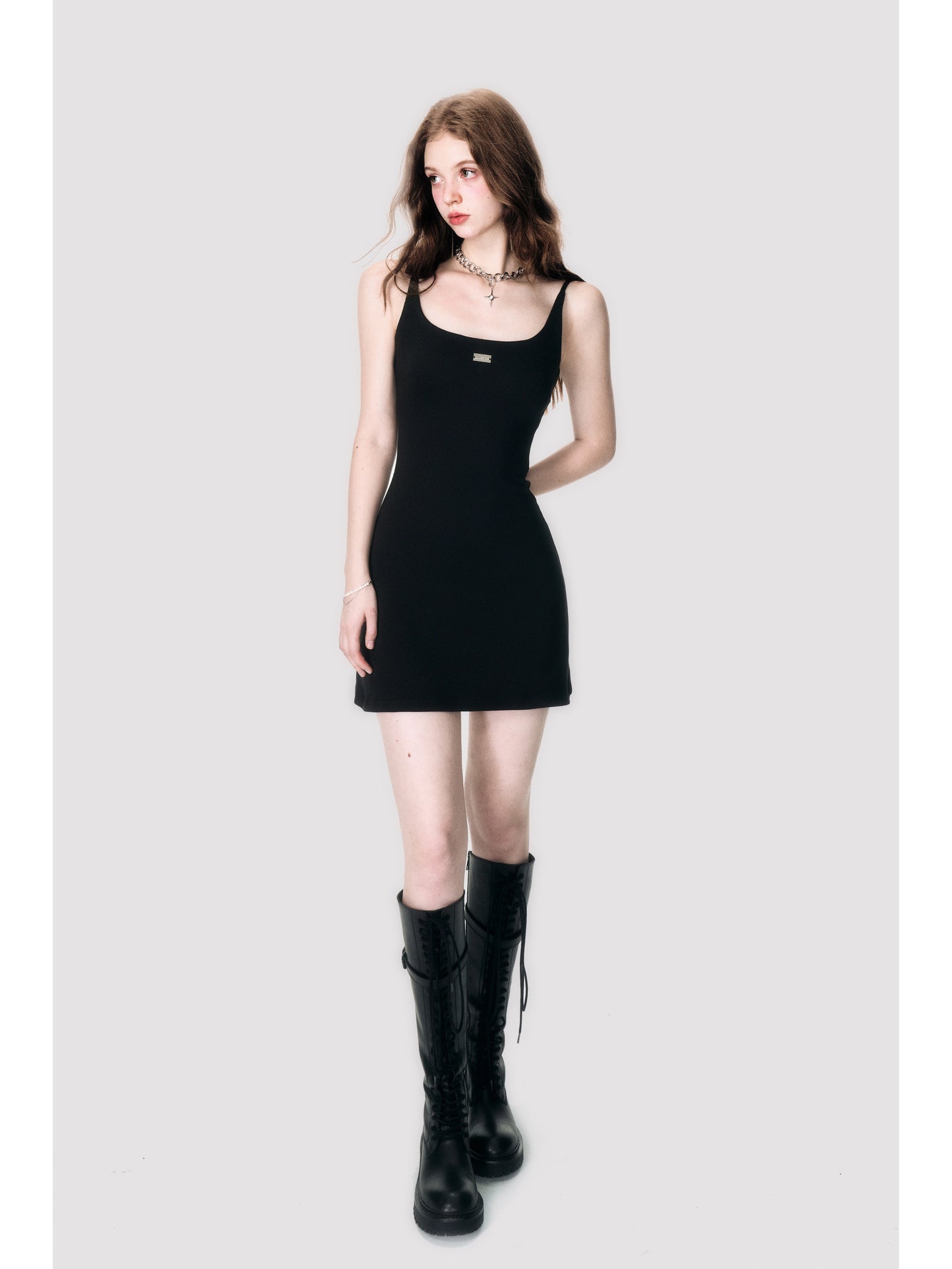Black Knitted Sling Dress - Short and Fragile