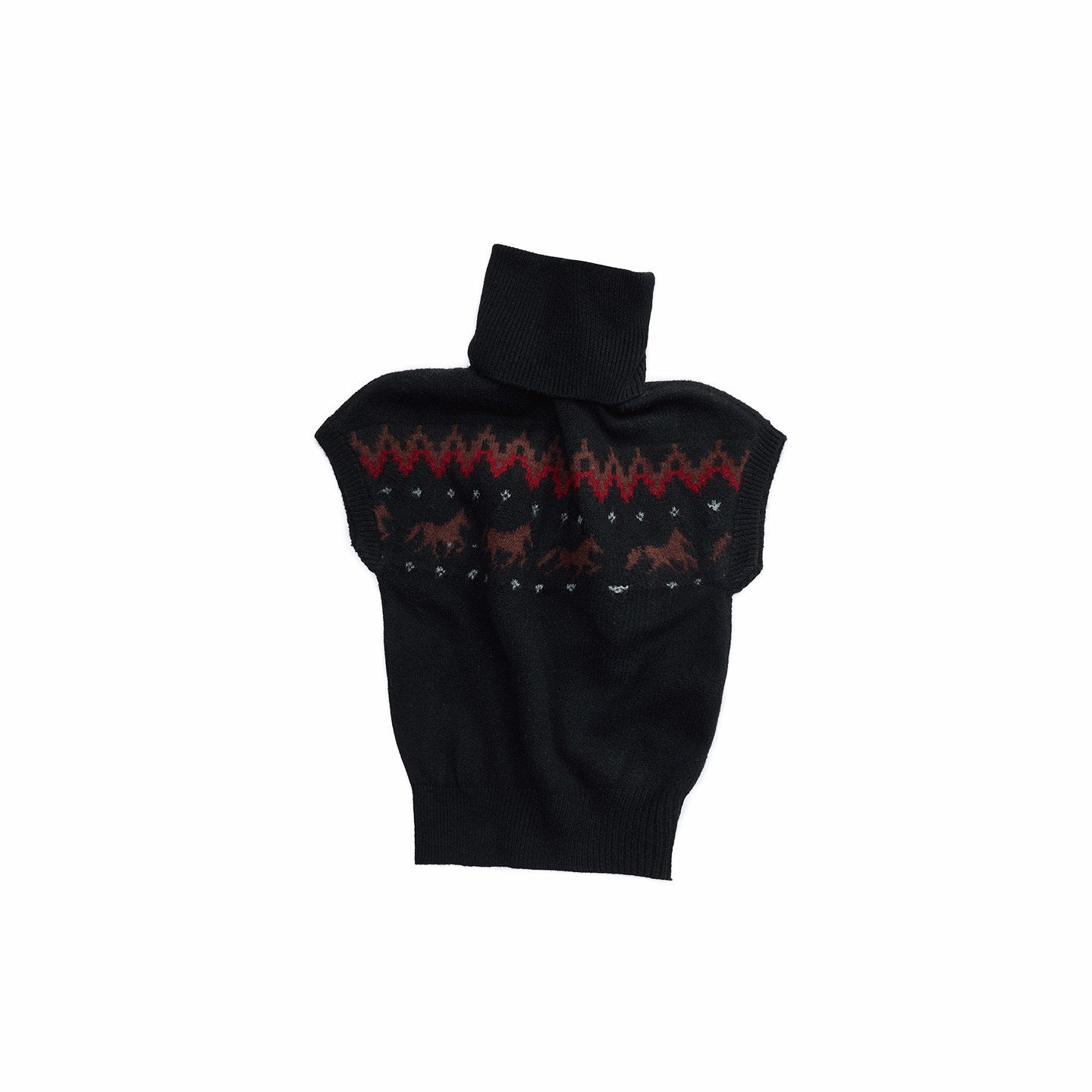 Fair Isle Pony High-Neck Knit Top