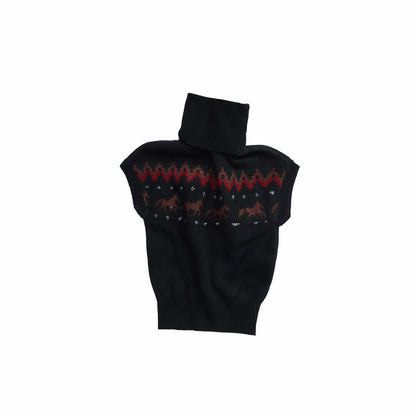 Fair Isle Pony High-Neck Knit Top