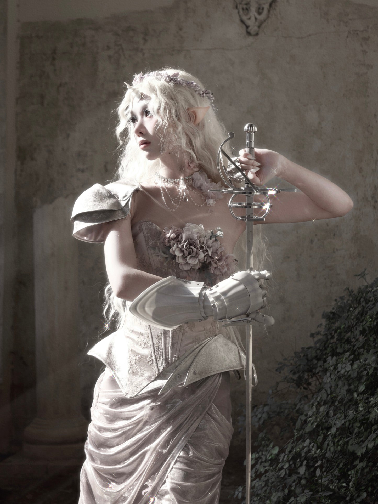 Silver Floral Corset Bustier | Elfcore Fairy Armor Top