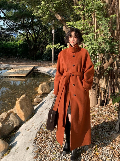 Stand Collar Wool Coat – Listen to the Wind Minimalist Design