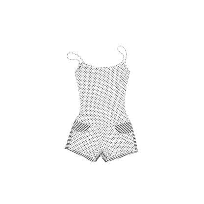 Reversible Polka Dot Stripe Suspender Jumpsuit – Slimming Short Set
