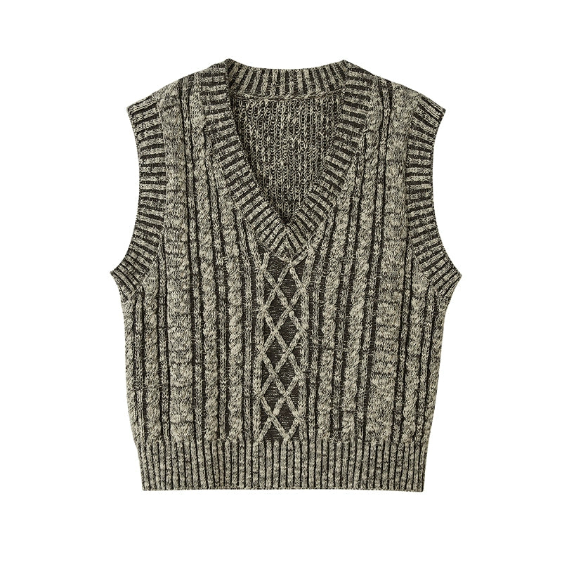 Twisted V-Neck - Pullover Knit Vest