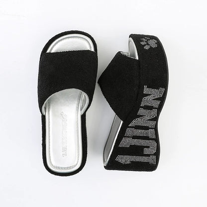 Hot Diamond Slope Heel Slippers