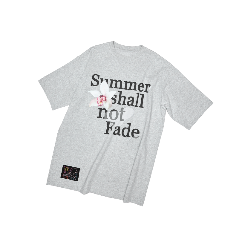 Floral Monogram Oversized T-Shirt – Loose Dropped Shoulder Rhinestone Top