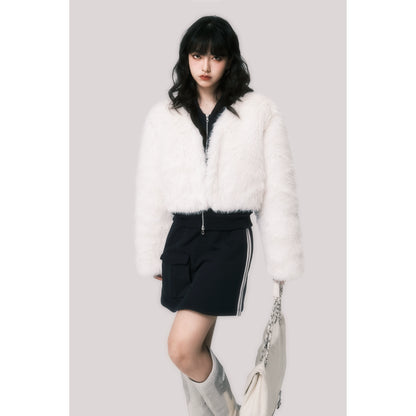 Winter White Fur Short Coat - Eco-Friendly