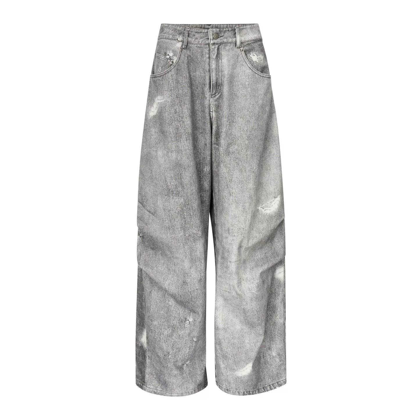 All Seasons Slimming Washed Print Denim Wide Leg Pants