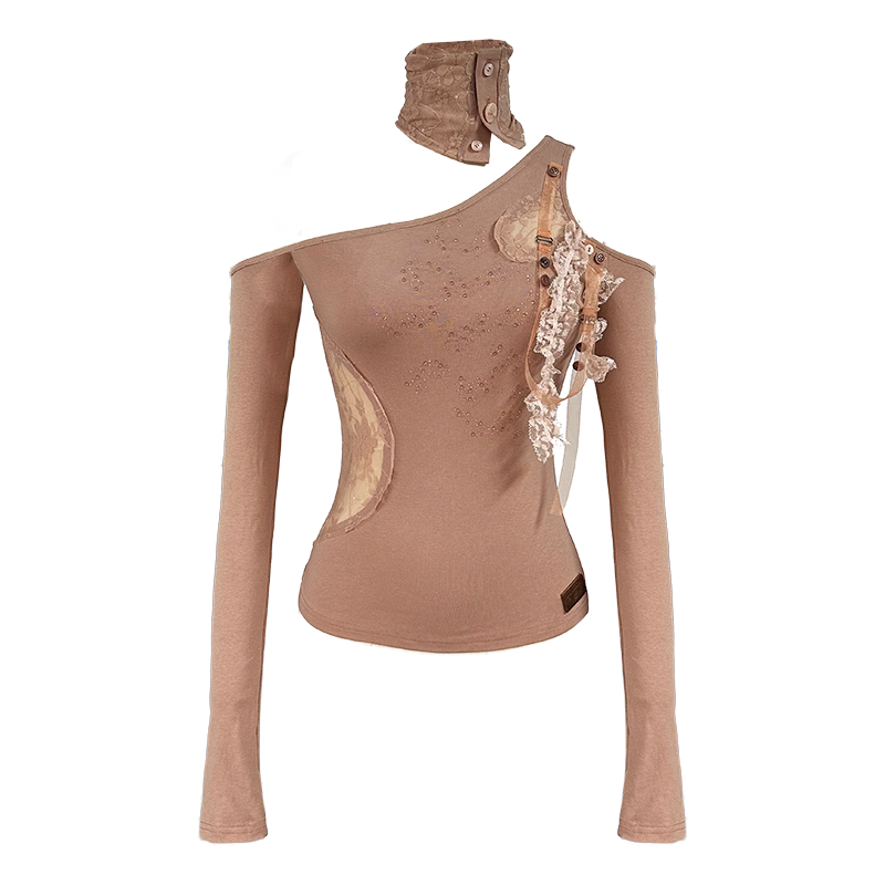 Lace Panel Stretch Top – Feminine Slim Fit