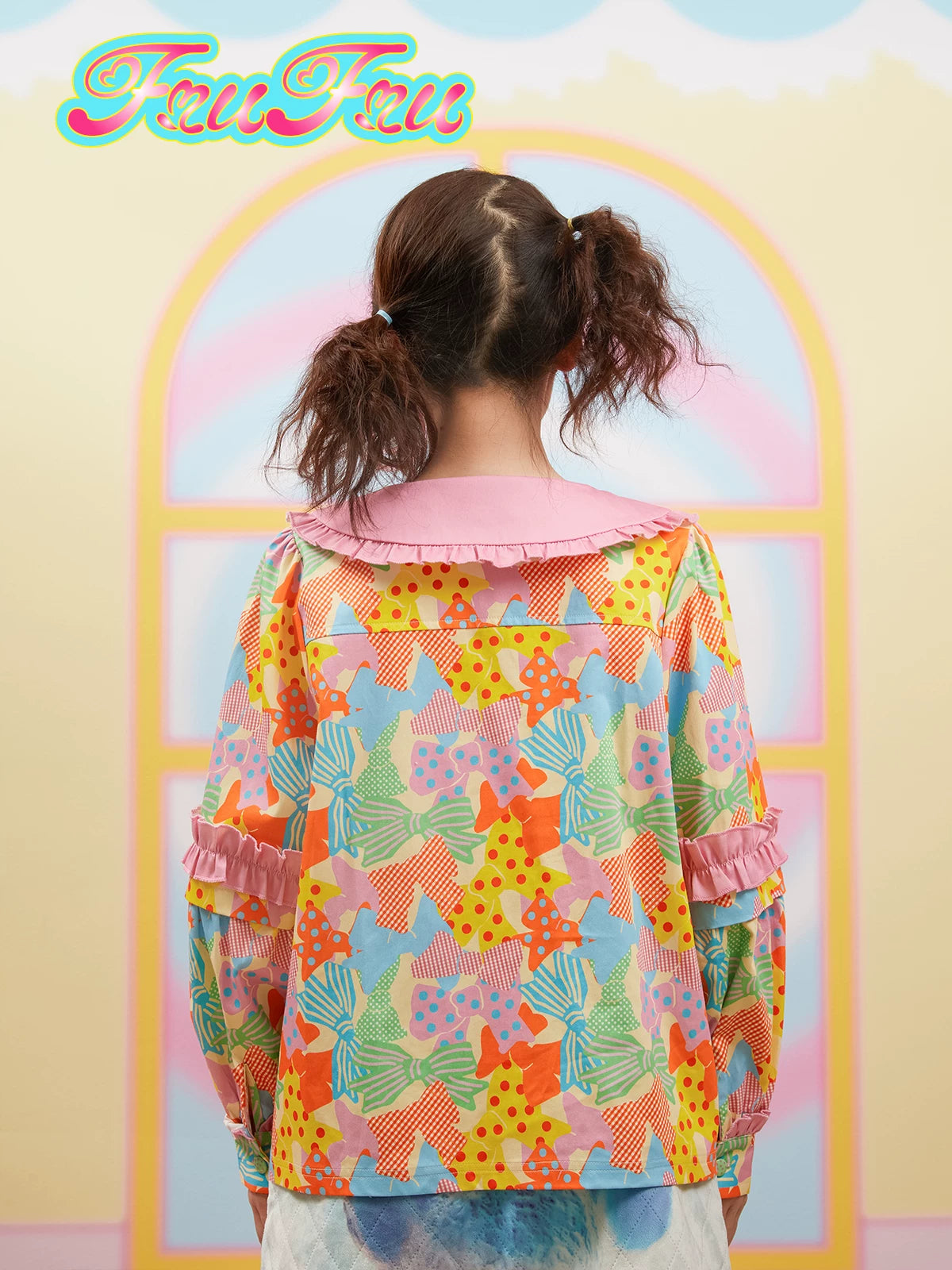 Gollum Store Girls' Room Original Cartoon Girl Autumn/Winter Pink Doll Collar Shirt