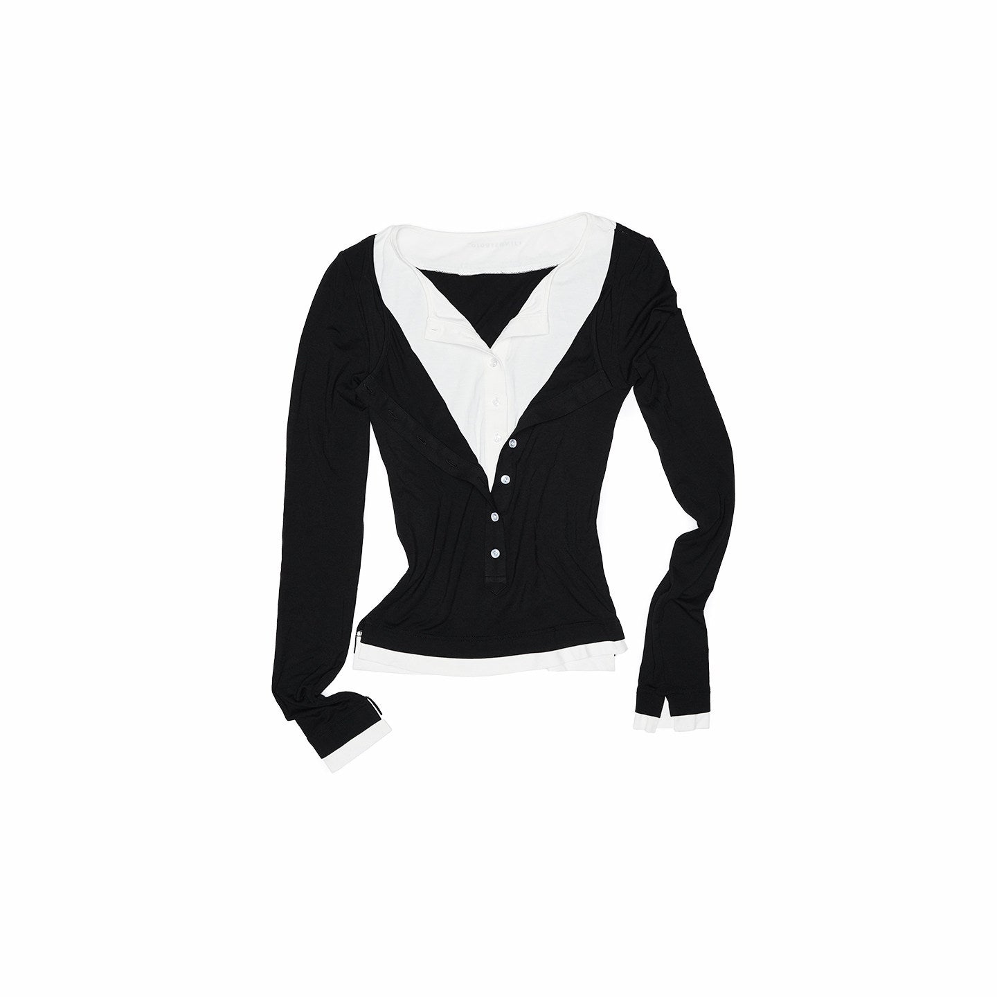 Color-Block Henley Long Sleeve Tee