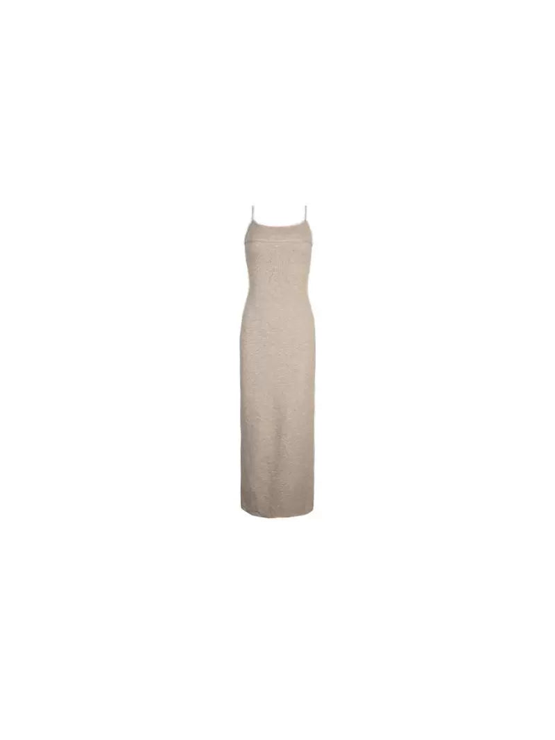French Sleeveless Wrap Maxi Knit Dress (Evening Harvest)