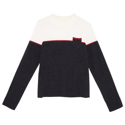 Stripe Contrast Pocket Long Sleeve Sweater