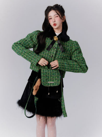 Magi's Gift: Gem Button Green Fragrant Short Coat