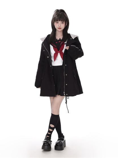 Handsome BF Style Loose Hooded Trench Coat