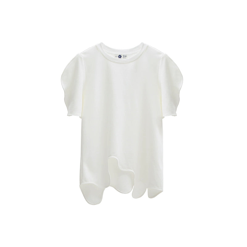 T-shirt a collo rotondo in cotone pesante