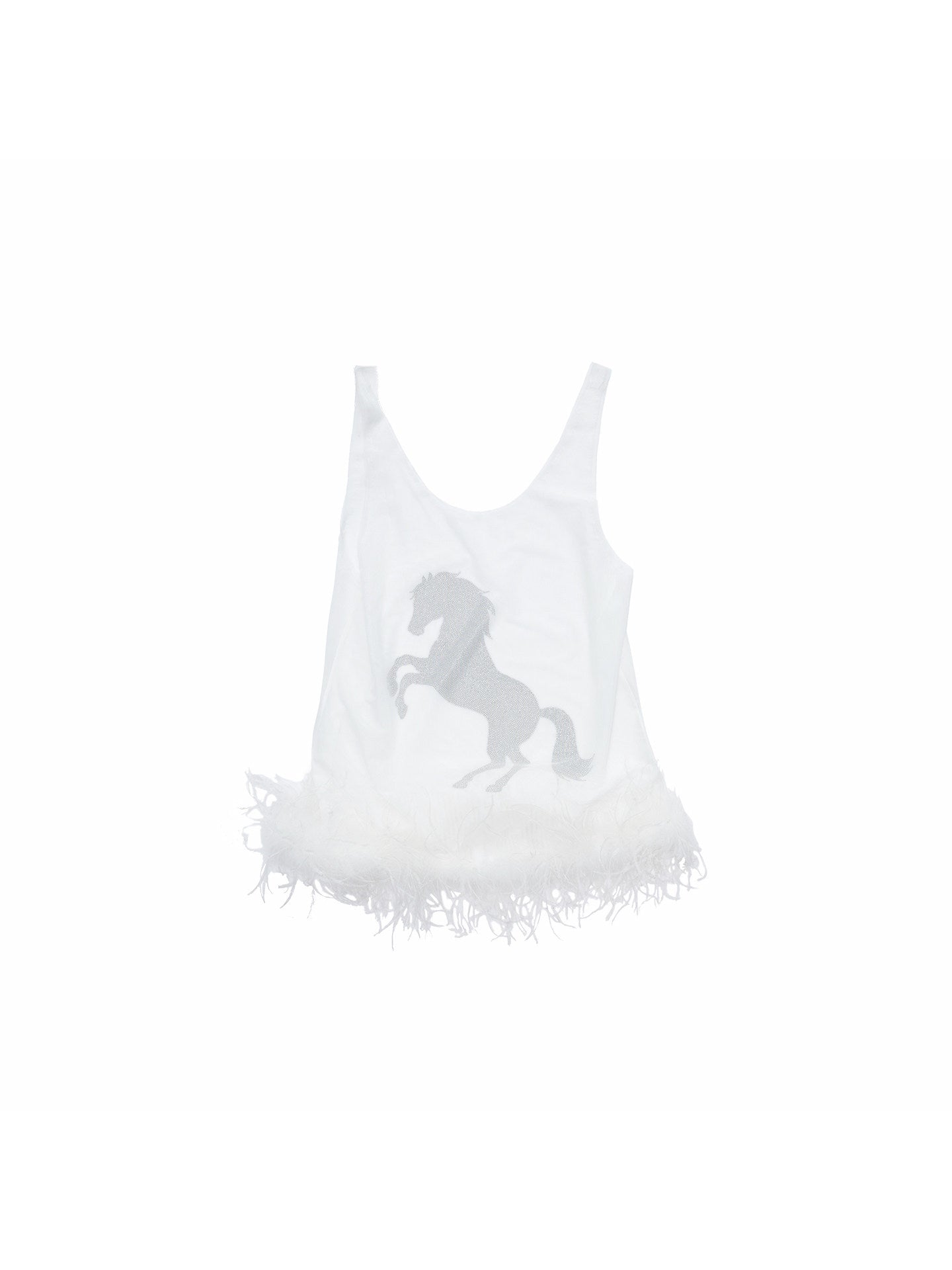 Ostrich Feather Mesh Tank Top