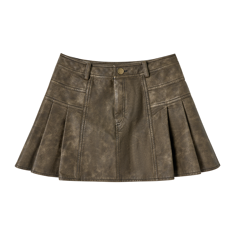 Vintage Pleated Leather Skirt