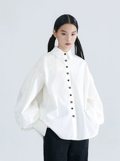 Original Lazy Embroidered White Loose Shirt