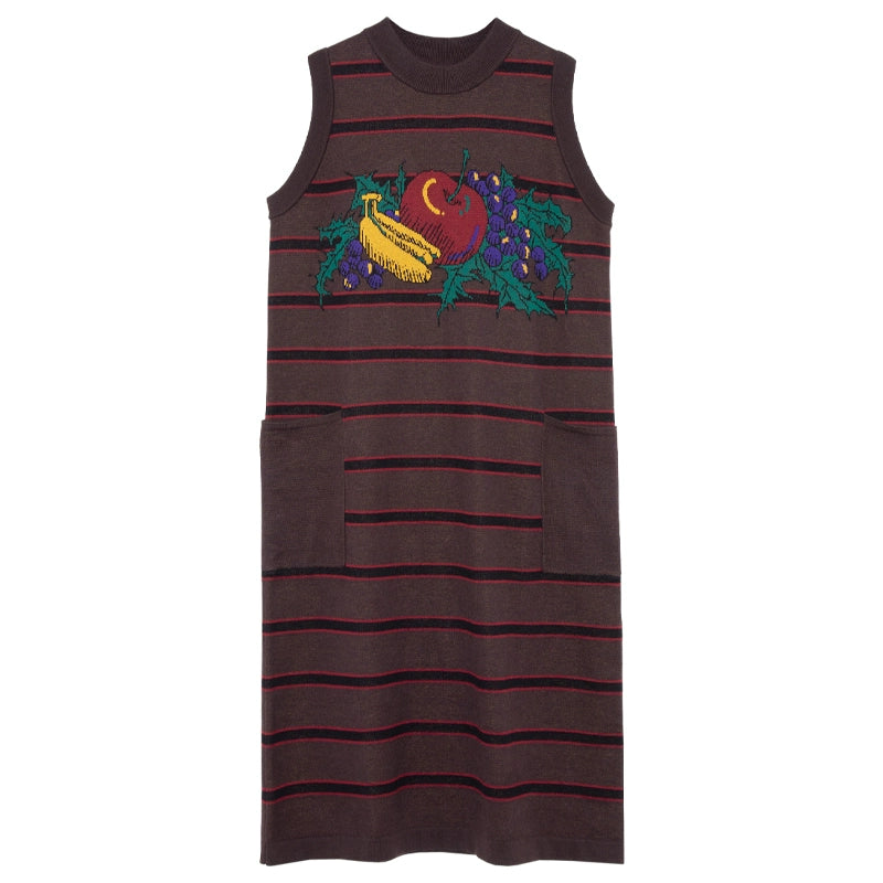 Fruit Combination: Jacquard Knitted Vest Dress