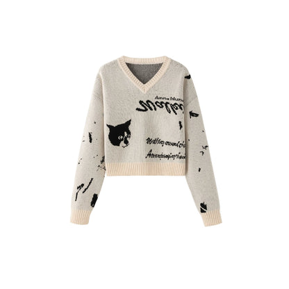 Cat Jacquard Spring Sweater