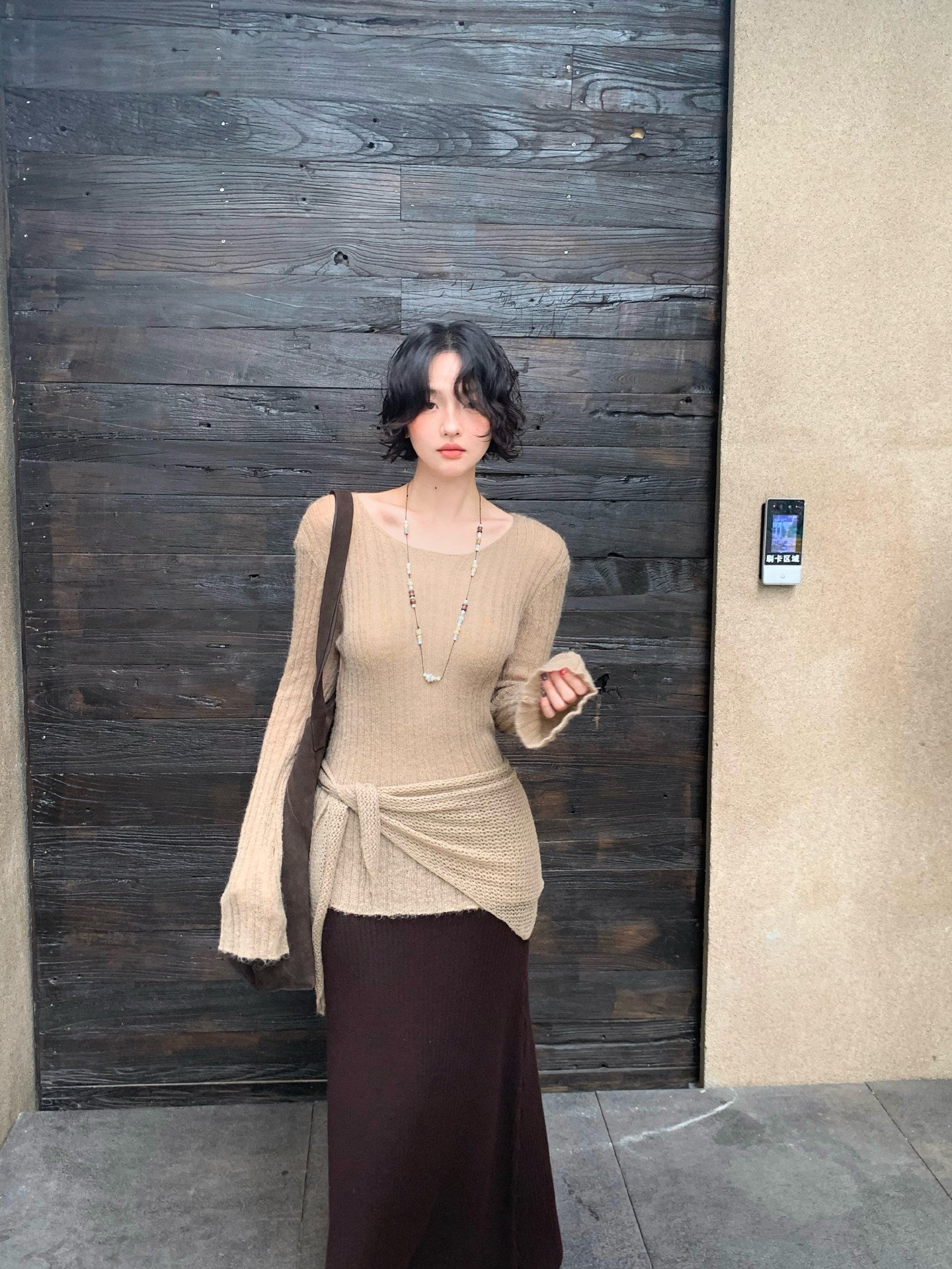 Rose Soft Knit Ribbed Wrap Knit Top – Slim Waist Hong Kong Retro Autumn Style