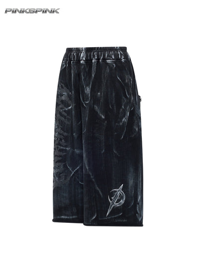 Electric Moon Painted Layered Sweatpants – Unisex Y2K Street 7/8 Length