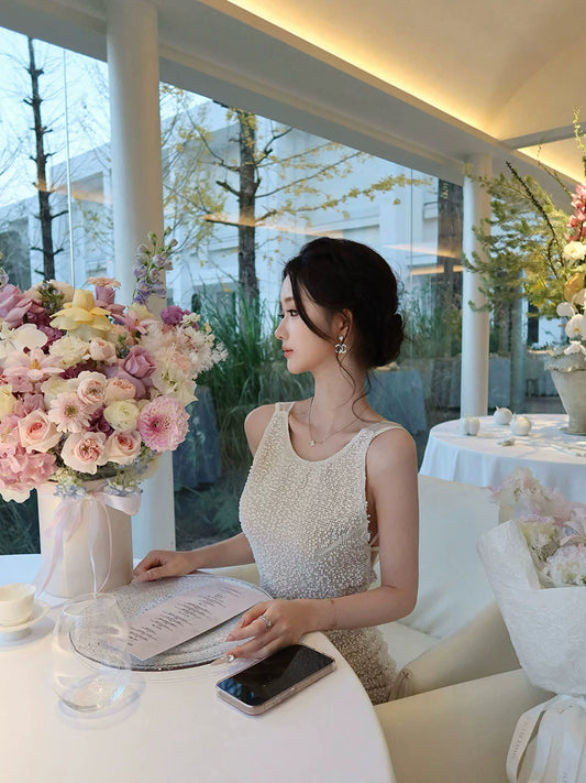 Beaded Backless Slip Dresses – Luxe Heavy Industry Engagement & Birthday Attire