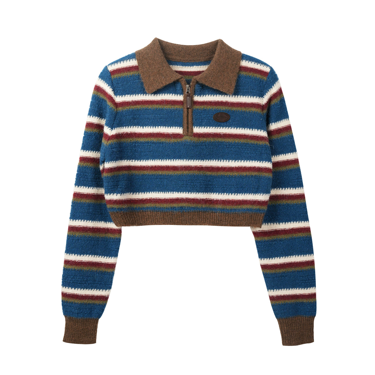 Lazy Striped Polo Neck Sweater