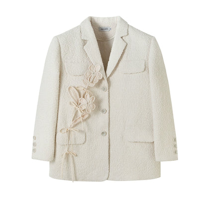 Woolen 3D Flower - Detachable Suit Coat