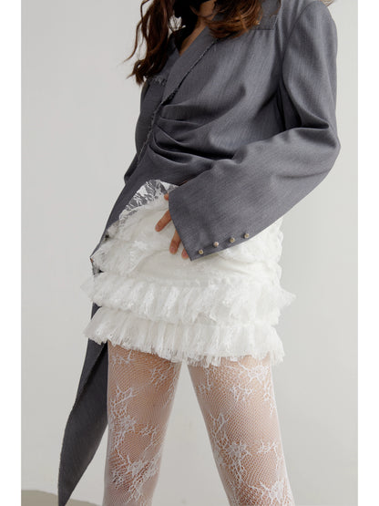Ballet Girl Multi-Level Lace Mini Skirt