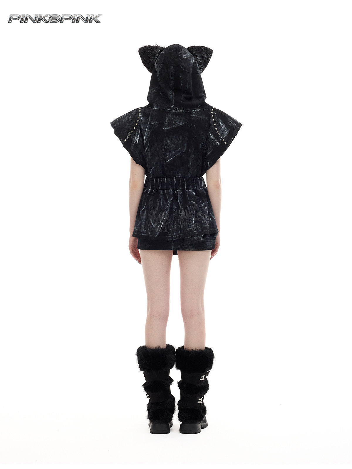 Electric Moon Hand-Painted Zippered Punk Y2K Mini Skirt