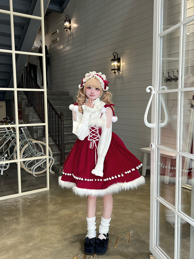 woolen christmas dress Red Christmas Scene Fairisle Knitted Dress