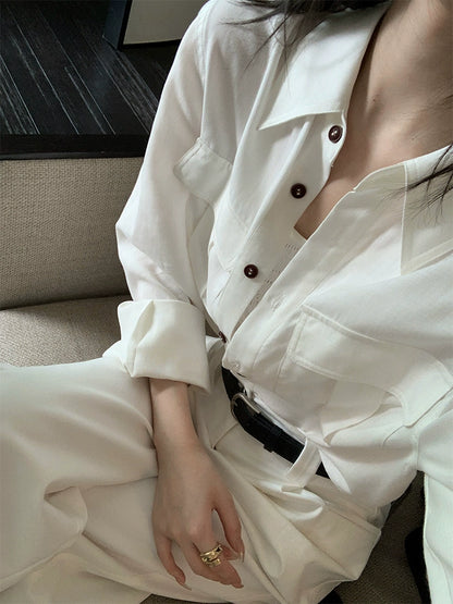 [Ancient Female Lead] Artistic White Shirt - Autumn Niche Design