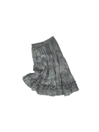 Camouflage Ruched Midi Skirt