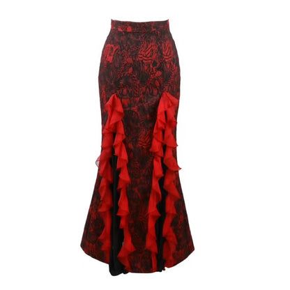 Gothic Jacquard Chiffon Tail Dress