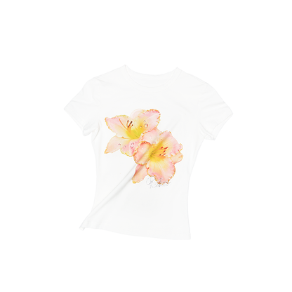 Floral Rhinestone Short Sleeve T-Shirt – Slim Stretch Shoulder Fit