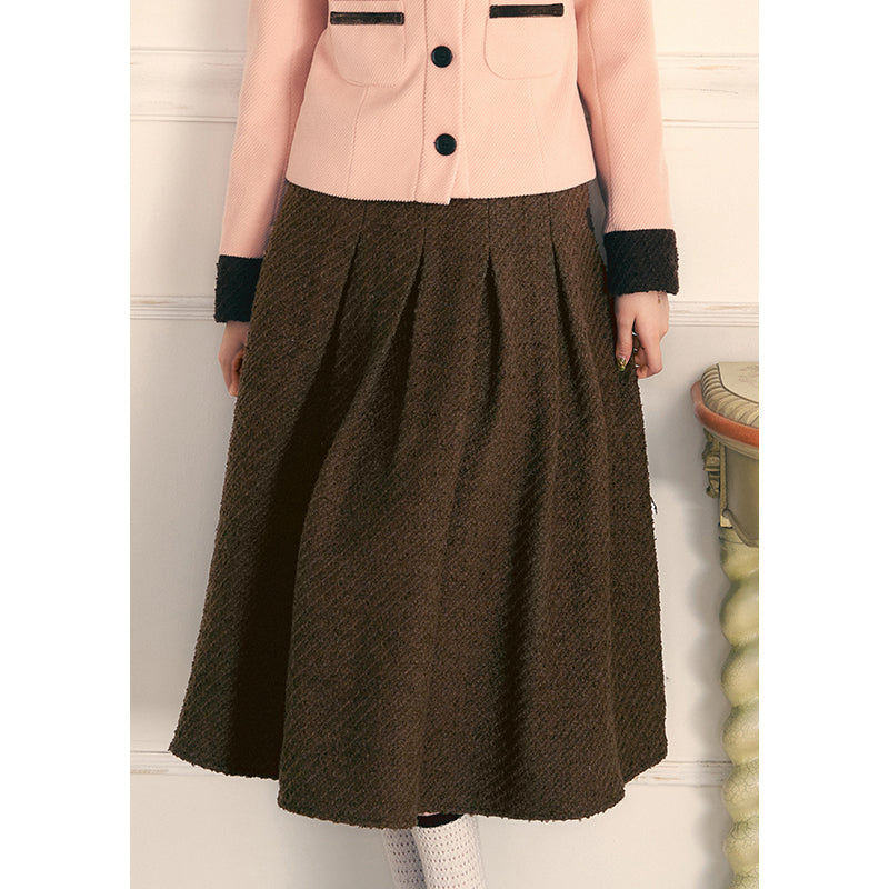 Bow Coat Pleated Skirt Set