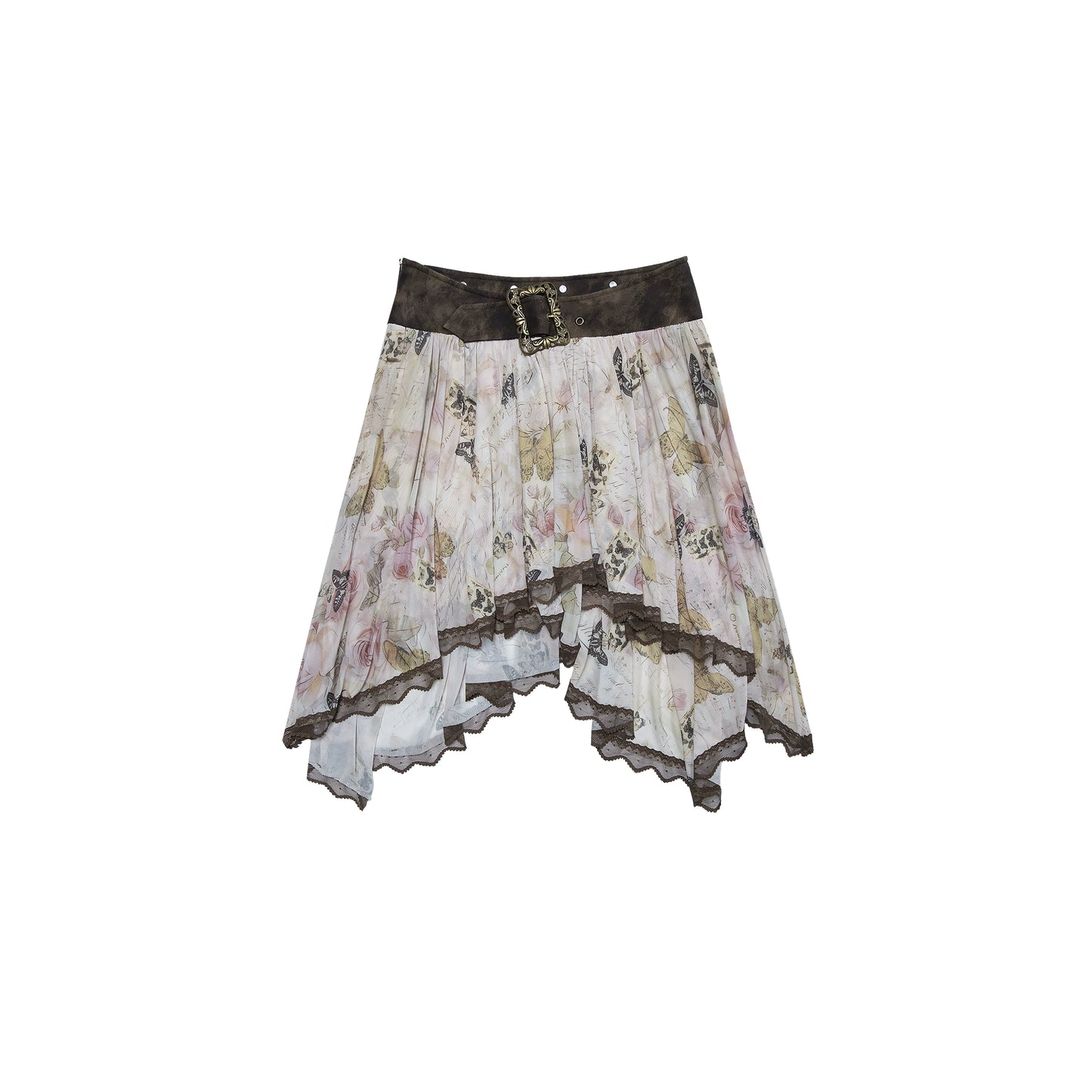 Butterfly Printed Mesh Skirt | Pure Desire Retro Spliced ​​Design