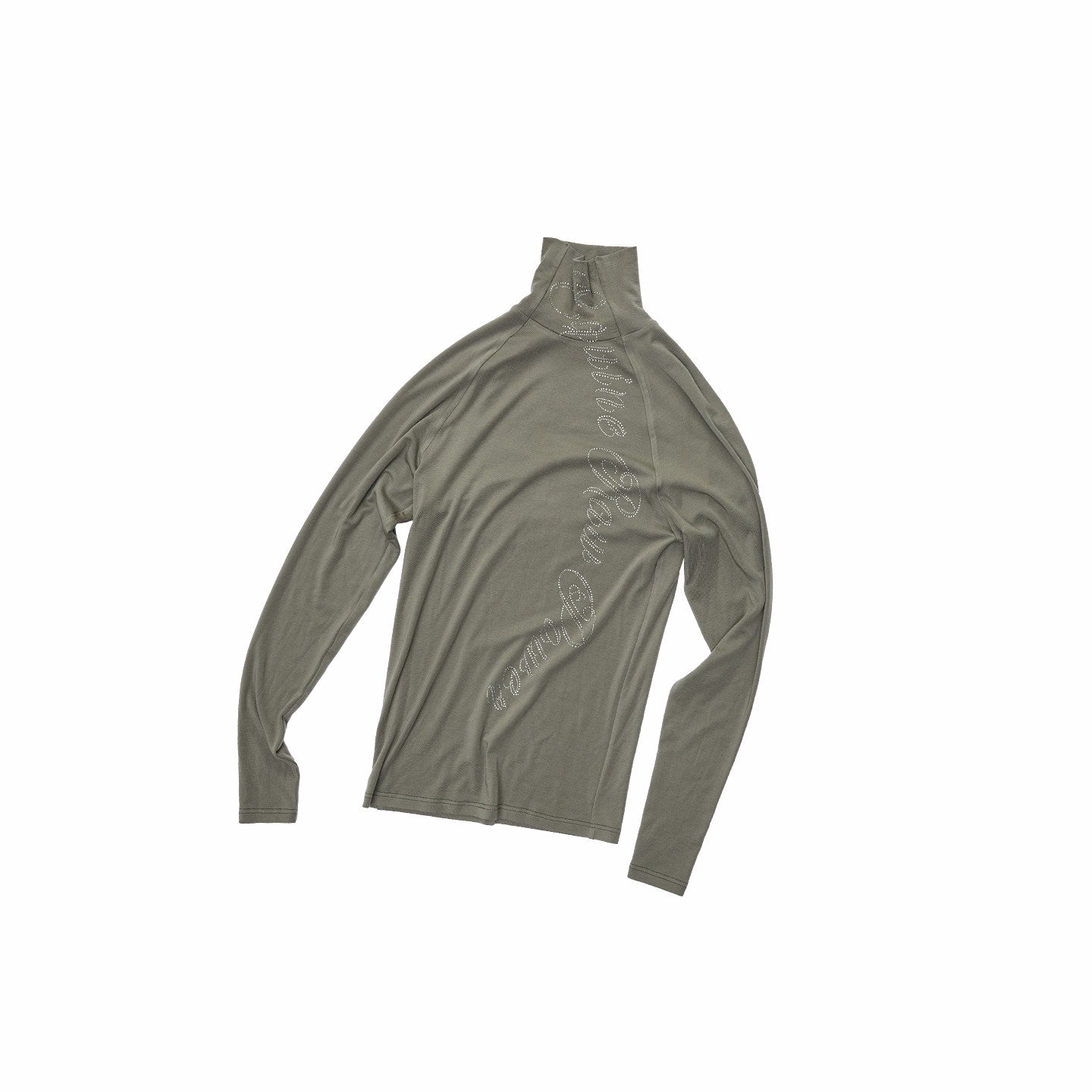 Rhinestone Raglan Turtleneck Top